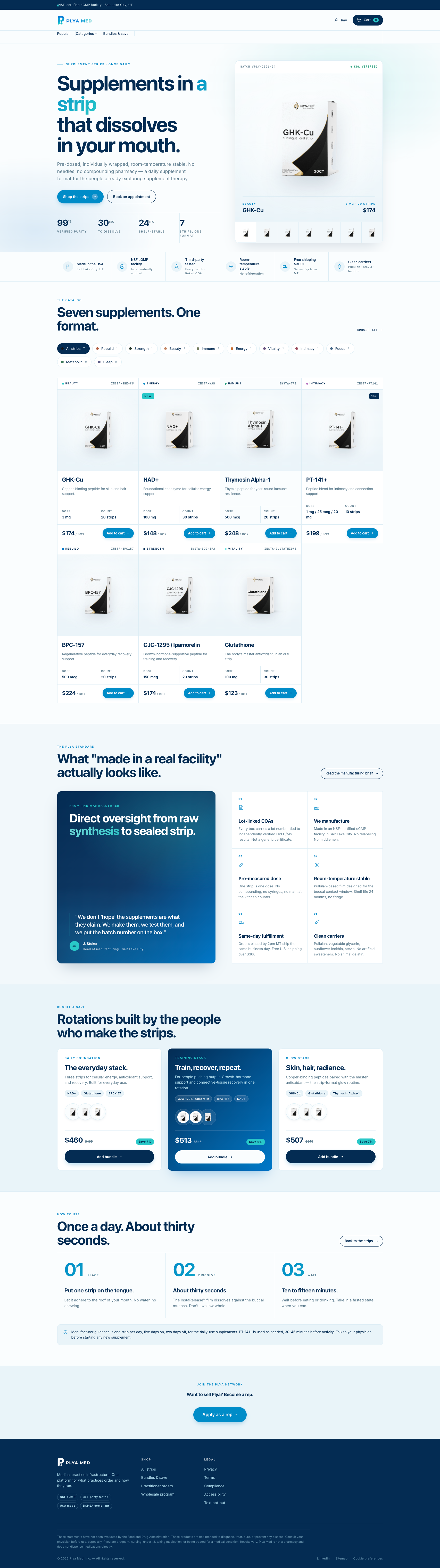 Example PlyaMed branded storefront — catalog, bundles, and checkout